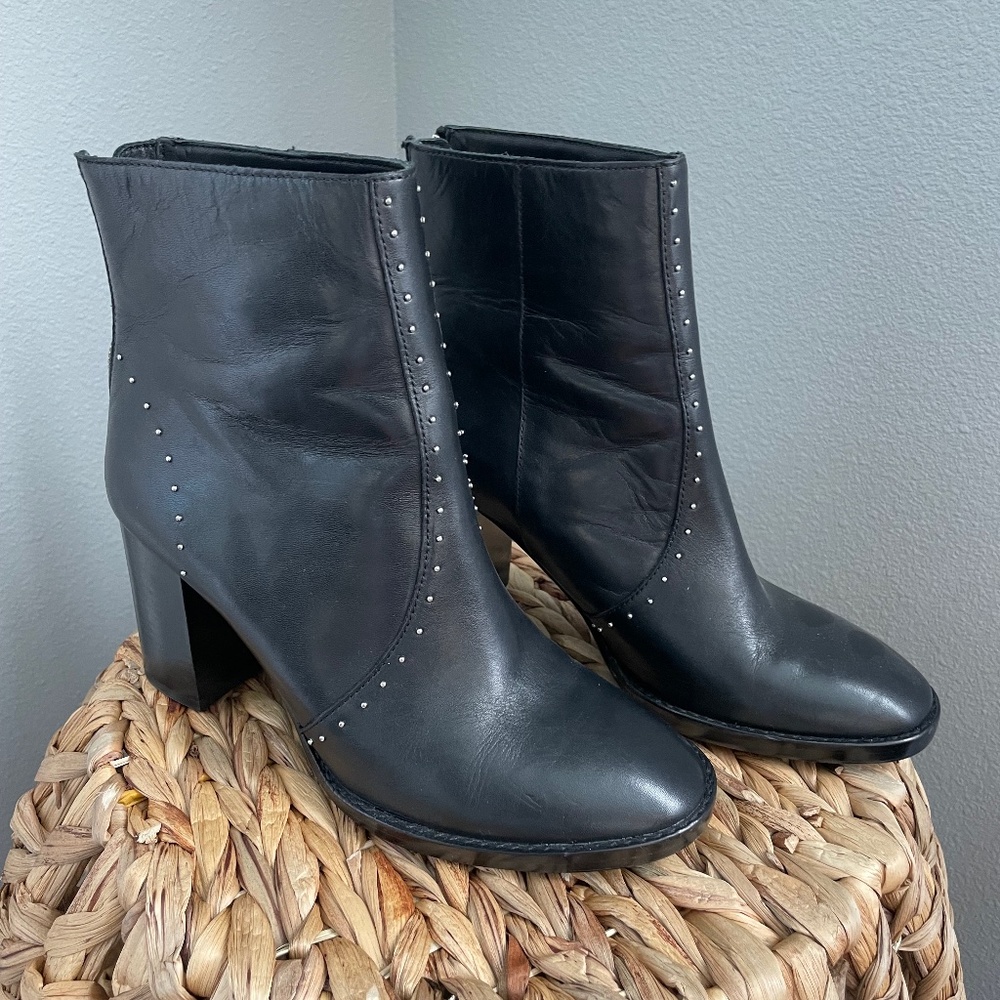 Leather studded booties